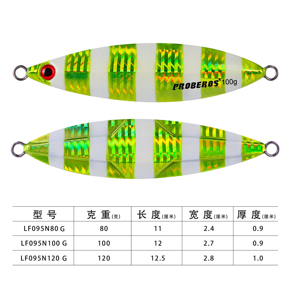 PROBEROS Lead Slow Jigging Lure Zebra Stripe 3D Eye Saltwater Fishing Bait 80g-120g (1PC Pack)