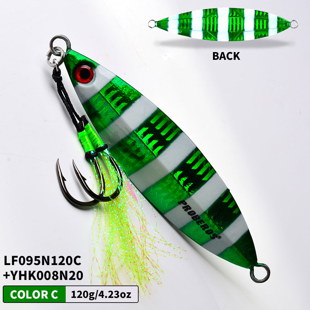 PROBEROS 8PCS Artificiale Metallo Duro Jigging Lures Pesca Acqua salata Jig Bait Immersione Luminosa Metallo Jigs Lure