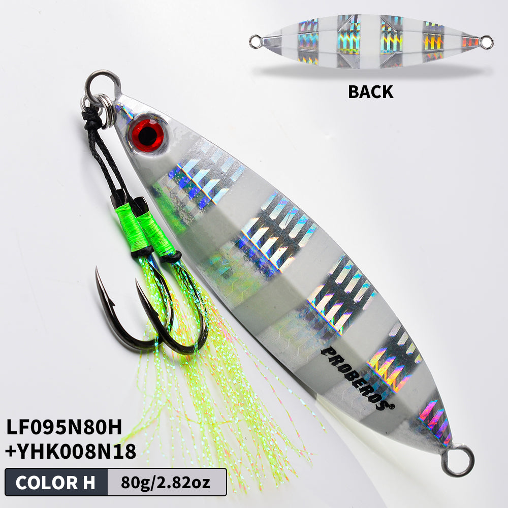 PROBEROS 8PCS Artificiale Metallo Duro Jigging Lures Pesca Acqua salata Jig Bait Immersione Luminosa Metallo Jigs Lure