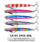 PROBEROS 5pcs Cranky Slow Pitch Jigs, 10g/20g/30g/40g/60g/80g, Luminous Metal Casting Lure, Saltwater Fishing Tackle for Amberjack, Lead, Easter/Independence Day/Thanksgiving/Christmas Festive Fishing Gear