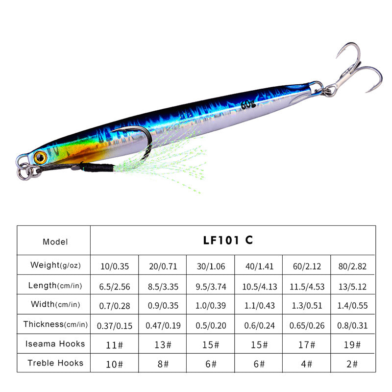 PROBEROS 5pcs Cranky Slow Pitch Jigs, 10g/20g/30g/40g/60g/80g, Luminous Metal Casting Lure, Saltwater Fishing Tackle for Amberjack, Lead, Easter/Independence Day/Thanksgiving/Christmas Festive Fishing Gear