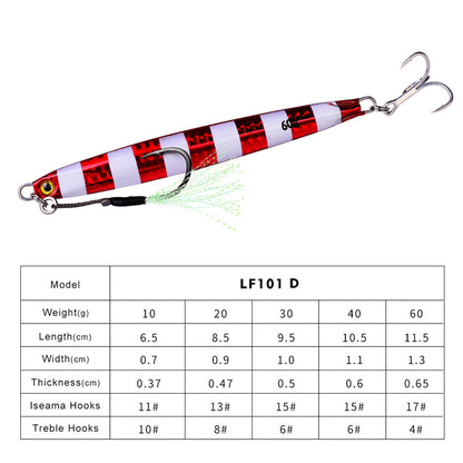 PROBEROS Lead Slow Jigging Lure with Treble Hook 3D Eyes Metal Spoon Bait for Sea Fishing