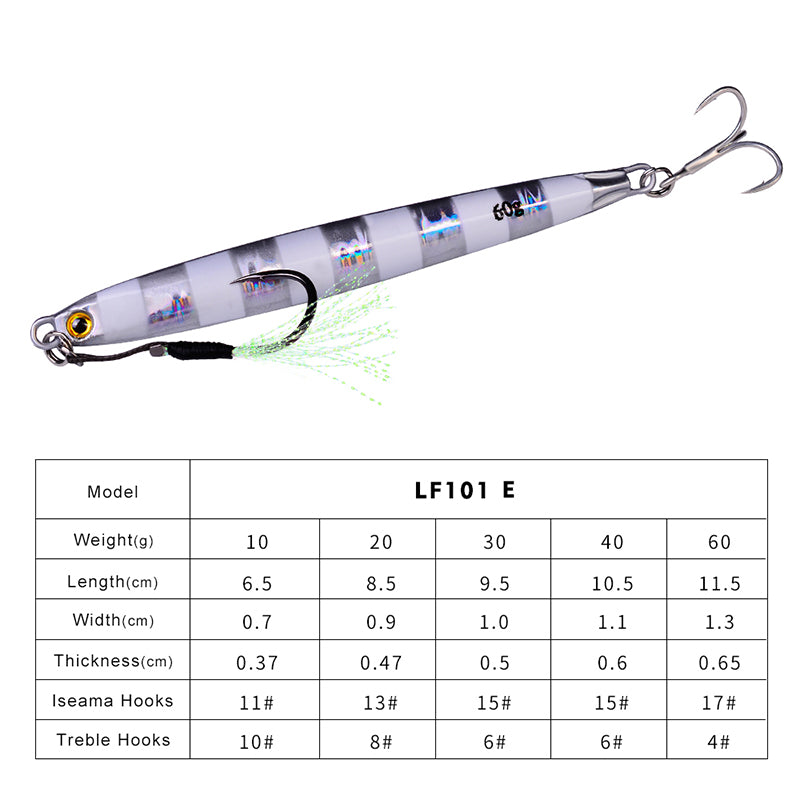 PROBEROS 5 件 Cranky Slow Pitch Jigs，10g/20g/30g/40g/60g/80g，夜光金属铸造诱饵，用于钓鱼的咸水鱼具，铅，复活节/独立日/感恩节/圣诞节节日钓鱼装备