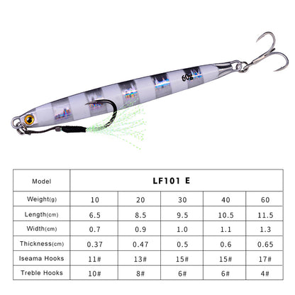 PROBEROS Lead Slow Jigging Lure with Treble Hook 3D Eyes Metal Spoon Bait for Sea Fishing