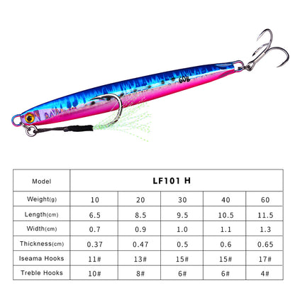 PROBEROS Lead Slow Jigging Lure with Treble Hook 3D Eyes Metal Spoon Bait for Sea Fishing