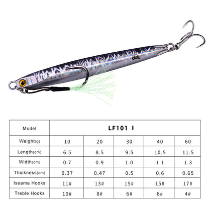 PROBEROS Lead Slow Jigging Lure with Treble Hook 3D Eyes Metal Spoon Bait for Sea Fishing