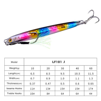 PROBEROS Lead Slow Jigging Lure with Treble Hook 3D Eyes Metal Spoon Bait for Sea Fishing