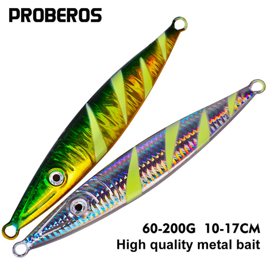 PROBEROS 5 件金属夹具鱼饵慢速抛投硬饵跳汰勺人工岸金属饵海钓用具 60G 80G 100G 120G 160G 200G 