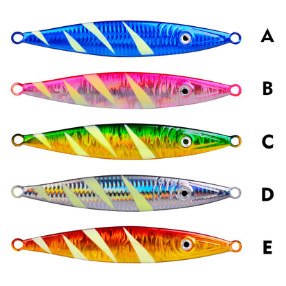 PROBEROS 5PCS Metal Jig Fishing Lure Slow Cast Hard Lure Jigging Spoon Artificial Shore Metal Bait Sea Tackle 60G 80G 100G 120G 160G 200G