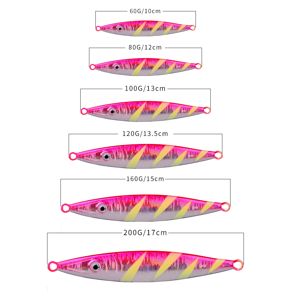 PROBEROS 5 件金属夹具鱼饵慢速抛投硬饵跳汰勺人工岸金属饵海钓用具 60G 80G 100G 120G 160G 200G 