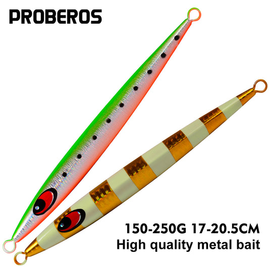 PROBEROS 5 件金属夹具鱼饵慢速抛投硬饵跳汰勺形人工岸边金属饵渔具 150G 200G 250G 