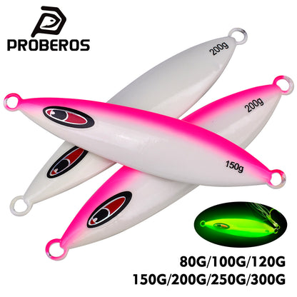 PROBEROS LF118 Slow Jigging Lure Glow Saltwater Jig 80g-300g