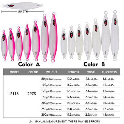 PROBEROS LF118 Slow Jigging Lure Glow Saltwater Jig 80g-300g