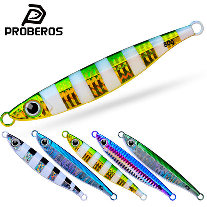 PROBEROS Fast Sinking Metal Jig, 14g-80g, 5 Colors (A-E)&nbsp;Saltwater Vertical Jigging Lure, Luminous &amp; Laser Finish