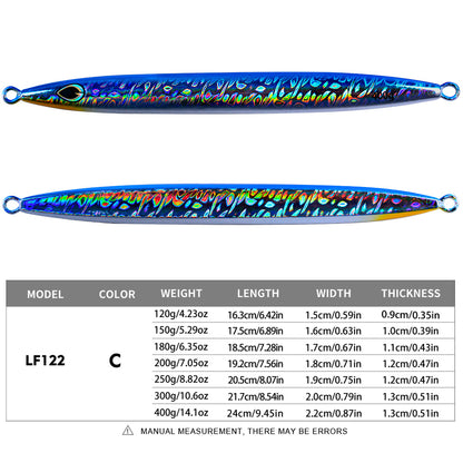 PROBEROS Lead Slow Jigging Lure Glow in Dark Luminous Stripe 3D Fish Eye Saltwater Tuna Fishing Bait 120g-400g (1PC Pack)
