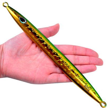 PROBEROS Lead Slow Jigging Lure Glow in Dark Luminous Stripe 3D Fish Eye Saltwater Tuna Fishing Bait 120g-400g (1PC Pack)