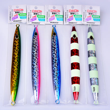 PROBEROS Lead Slow Jigging Lure Glow in Dark Luminous Stripe 3D Fish Eye Saltwater Tuna Fishing Bait 120g-400g (1PC Pack)