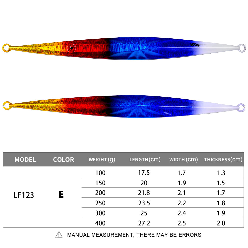 PROBEROS 5pcs 100g-400g Luminous Effect Metal Slow Jig Lure Jigging Fast Sinking iron plate Fishing Hard Lure Baits Trolling Tackle