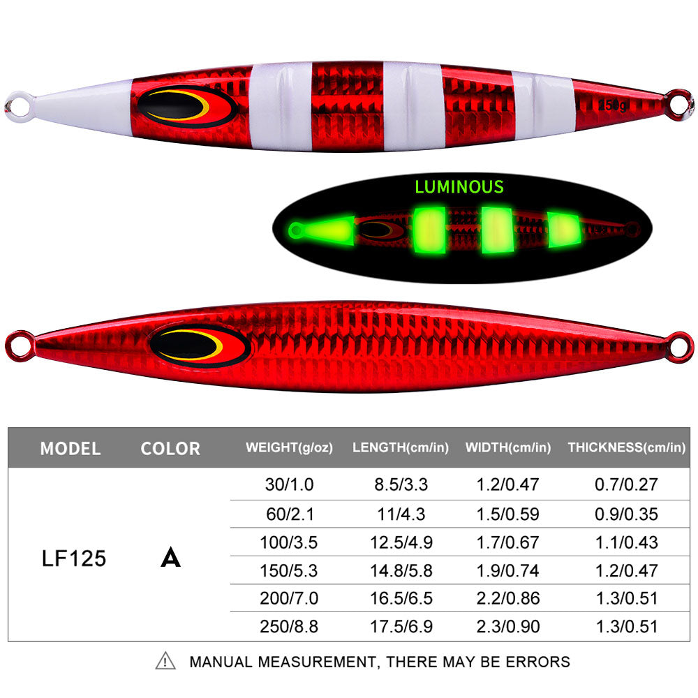 PROBEROS 5pcs Metall Jig 30/60/100/150/200/250g Lange gegossene schnelle sinkende Jigging Köder Fischen Köder Forelle Künstliche harte Köder Tackle
