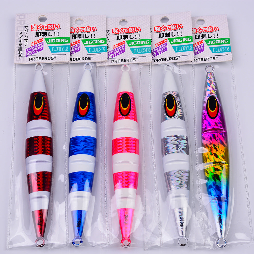 PROBEROS 5pcs Metall Jig 30/60/100/150/200/250g Lange gegossene schnelle sinkende Jigging Köder Fischen Köder Forelle Künstliche harte Köder Tackle