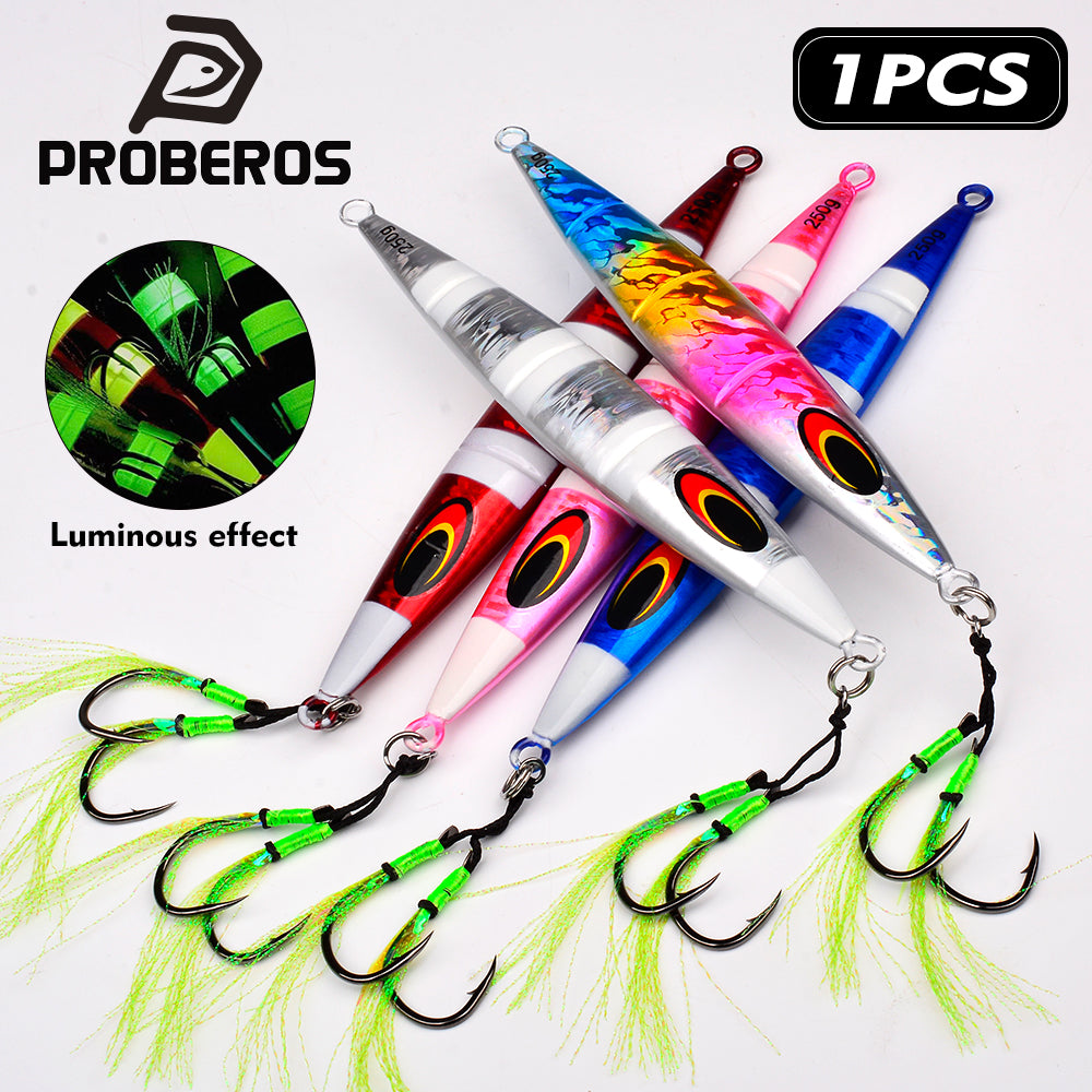 proberos 5 قطعة معدنية لاعبا اساسيا 30 / 60 / 100 / 150 / 200 / 250g طويلة الصب السريع لاعبا اساسيا الطعم سمك السلمون المرقط الاصطناعي الصلب الطعم