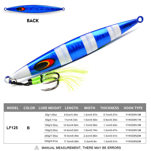 PROBEROS Lead Slow Jigging Lure （with hooks）3D Giant Eye Holographic Laser Coating Saltwater Fishing Bait 30g-250g (1PC Pack)