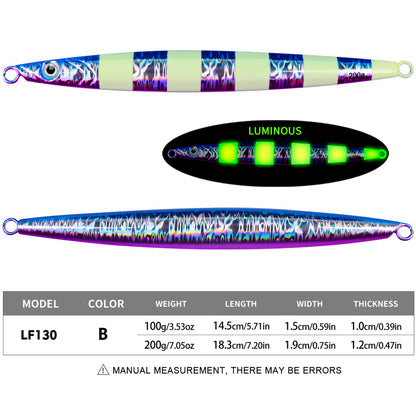 PROBEROS Lead Slow Jigging Lure Glow in Dark 3D Eye Saltwater Fishing Bait 100g-200g (1PC Pack, A-E 5 Colors)