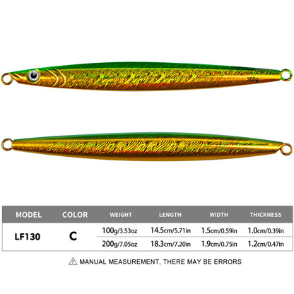 PROBEROS Lead Slow Jigging Lure Glow in Dark 3D Eye Saltwater Fishing Bait 100g-200g (1PC Pack, A-E 5 Colors)
