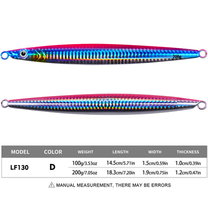PROBEROS Lead Slow Jigging Lure Glow in Dark 3D Eye Saltwater Fishing Bait 100g-200g (1PC Pack, A-E 5 Colors)