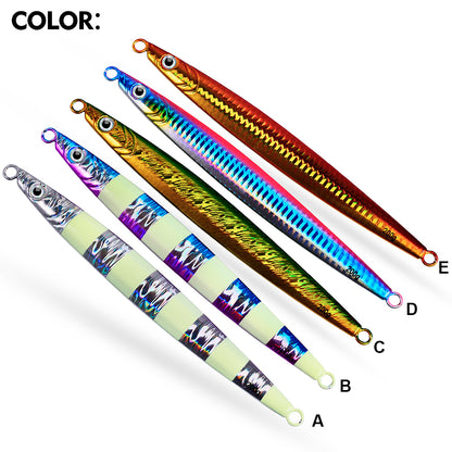 PROBEROS Lead Slow Jigging Lure Glow in Dark 3D Eye Saltwater Fishing Bait 100g-200g (1PC Pack, A-E 5 Colors)
