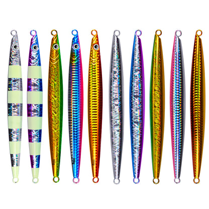 PROBEROS Lead Slow Jigging Lure Glow in Dark 3D Eye Saltwater Fishing Bait 100g-200g (1PC Pack, A-E 5 Colors)