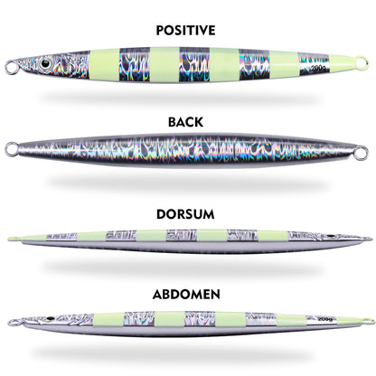 PROBEROS Lead Slow Jigging Lure Glow in Dark 3D Eye Saltwater Fishing Bait 100g-200g (1PC Pack, A-E 5 Colors)
