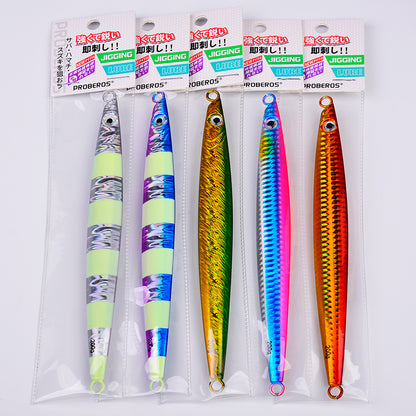PROBEROS Lead Slow Jigging Lure Glow in Dark 3D Eye Saltwater Fishing Bait 100g-200g (1PC Pack, A-E 5 Colors)