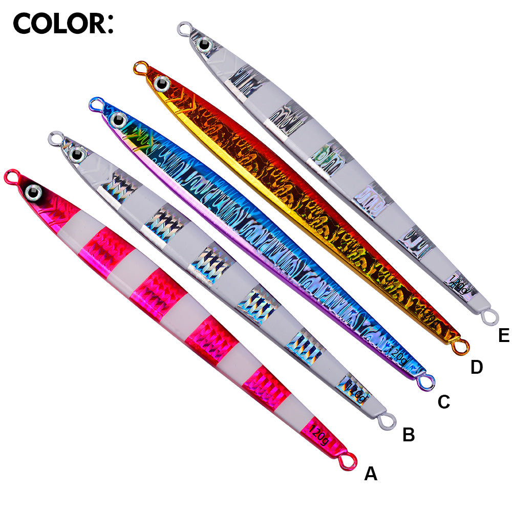 PROBEROS 5PCS Drag Metal Jig Cucchiaio 80g-100g-120g Trolling Jigging Pesce Basszus Hard Bait Fast affondamento Pesca Lure WobblerLure