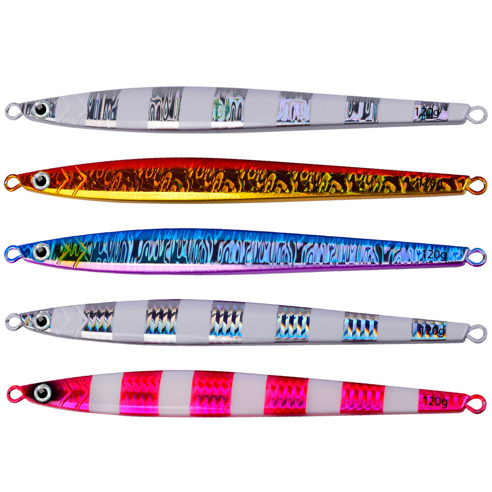 PROBEROS 5PCS Drag Metal Jig Spoon 80g-100g-120g Trolling Jigging Fish Sea Bass Hard Bait Fast Sinking Fishing Lure WobblerLure