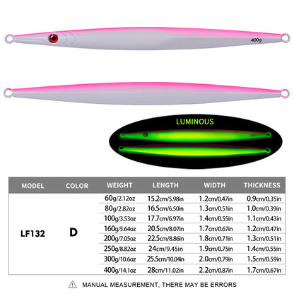 PROBEROS 5PCS Kovový rybářský návnada 60g-400g Jigging návnada Trolling Wobbler Umělý tvrdý plavek Potápějící Leurre mořský rybolov Isca
