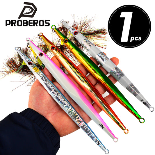 PROBEROS Lead Slow Jigging Lure （with Assist Hook）3D Red Eye Saltwater Big Game Fishing Bait 60g-400g (1PC Pack)