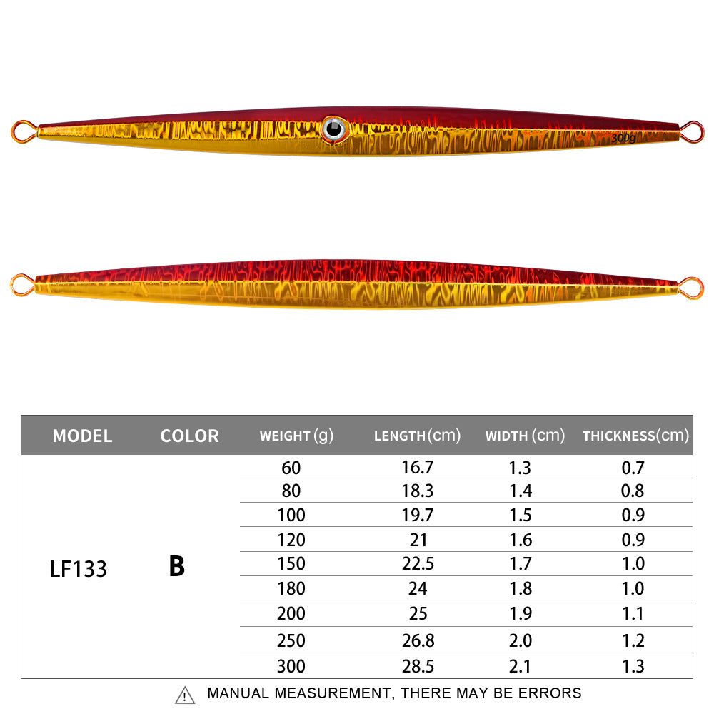 PROBEROS 5pcs 60g-300g Luminous Effect Metal Slow Jig Lure Jigging Fast Sinking iron plate Fishing Hard Lure Baits Trolling Tackle