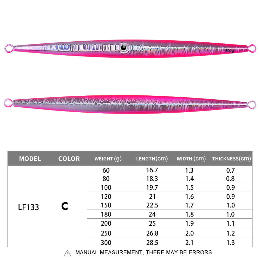 PROBEROS 5pcs 60g-300g Luminous Effect Metal Slow Jig Lure Jigging Fast Sinking iron plate Fishing Hard Lure Baits Trolling Tackle
