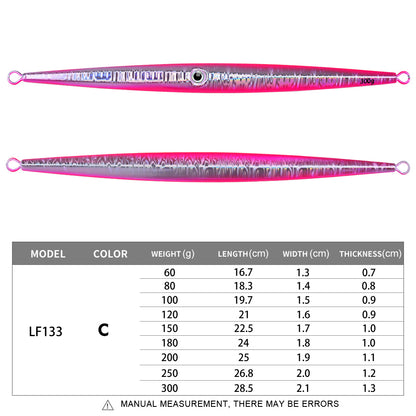 PROBEROS 5pcs 60g-300g Luminous Effect Metal Slow Jig Lure Jigging Fast Sinking iron plate Fishing Hard Lure Baits Trolling Tackle