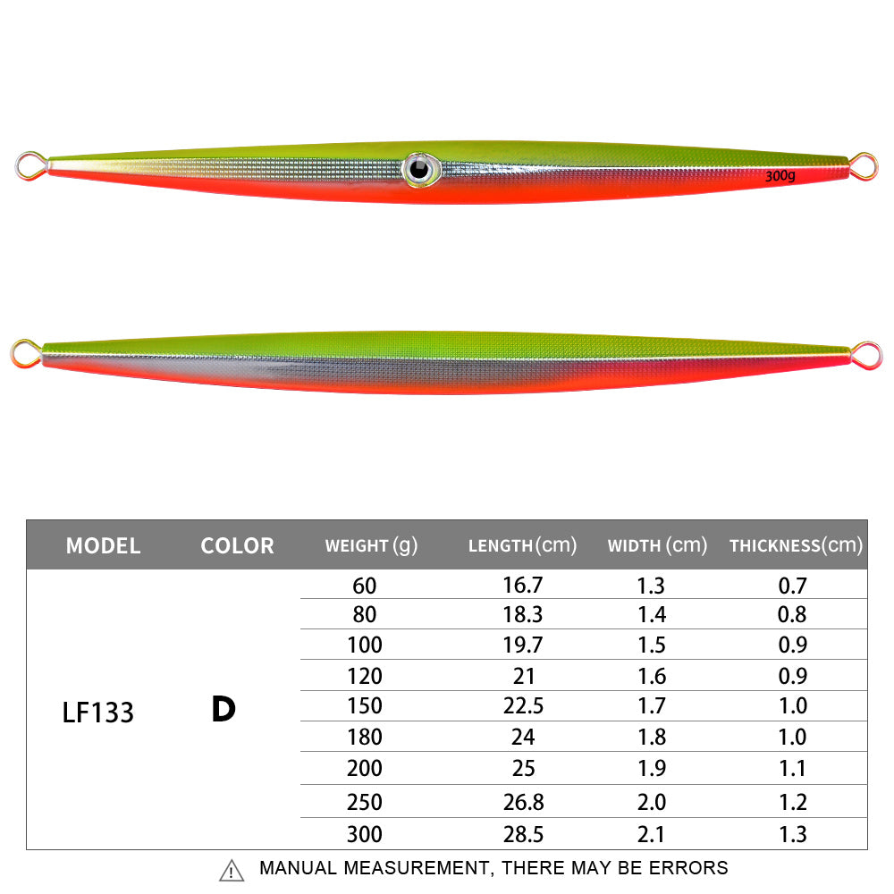 PROBEROS 5pcs 60g-300g Luminous Effect Metal Slow Jig Lure Jigging Fast Sinking iron plate Fishing Hard Lure Baits Trolling Tackle