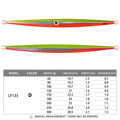PROBEROS 5pcs 60g-300g Luminous Effect Metal Slow Jig Lure Jigging Fast Sinking iron plate Fishing Hard Lure Baits Trolling Tackle