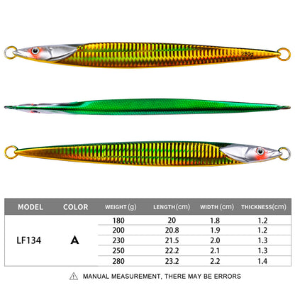 PROBEROS NEW 5PCS 180g 200g 230g 250g 280g Deep SeaMetal Jia Fishing Jigbait Spoon Baits Jig LurePencil Fast Sinking Fishing Tackle