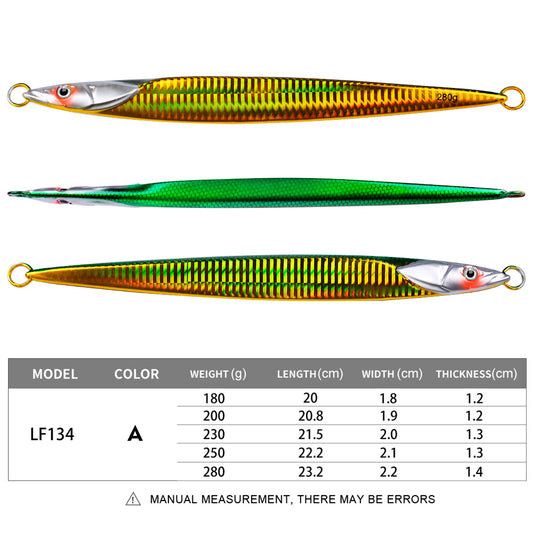 PROBEROS NEW 5PCS 180g 200g 230g 250g 280g Deep SeaMetal Jia Fishing Jigbait Spoon Baits Jig LurePencil Fast Sinking Fishing Tackle
