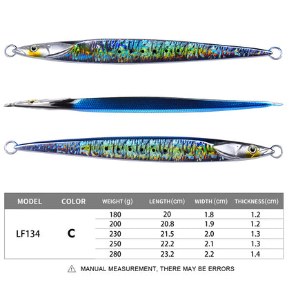 PROBEROS NEW 5PCS 180g 200g 230g 250g 280g Deep SeaMetal Jia Fishing Jigbait Spoon Baits Jig LurePencil Fast Sinking Fishing Tackle