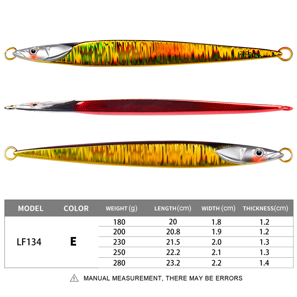 PROBEROS NEW 5PCS 180g 200g 230g 250g 280g Deep SeaMetal Jia Fishing Jigbait Spoon Baits Jig LurePencil Fast Sinking Fishing Tackle