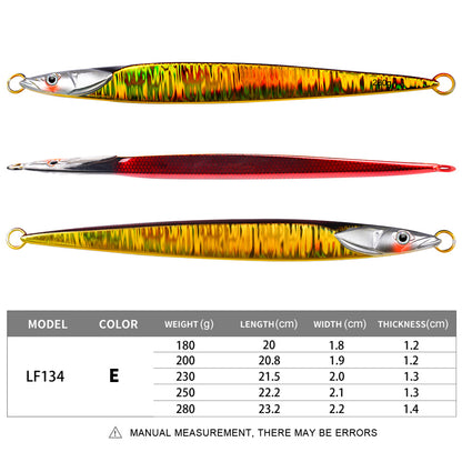 PROBEROS NEW 5PCS 180g 200g 230g 250g 280g Deep SeaMetal Jia Fishing Jigbait Spoon Baits Jig LurePencil Fast Sinking Fishing Tackle