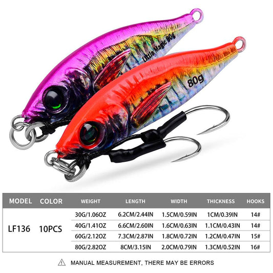PROBEROS 5pcs Luminous Jigging Lure 30-40-60-80g Metal Jigs Fishing Bait Sea Fishing Jig Spoon Trolling Wobbler Hard Isca Pesca - Proberos