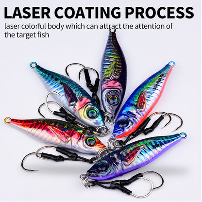 PROBEROS 5pcs  Luminous Jigging Lure 30-40-60-80g Metal Jigs Fishing Bait Sea Fishing Jig Spoon Trolling Wobbler Hard Isca Pesca