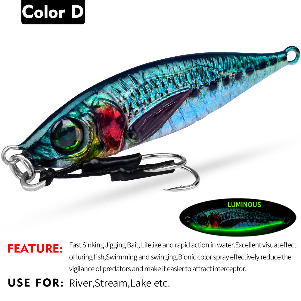 PROBEROS 8pcs 【Color：A-D】Fishing lures, fast sinking bionic baits, with hook and feathered tails, multi-colored lead baits, fishing baits